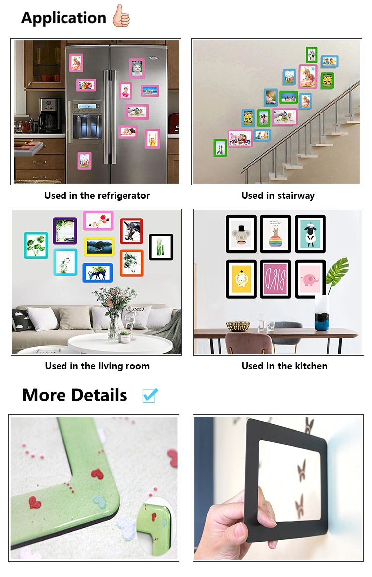 Custom Style Epoxy Paper Printed Wooden Magnetic Photo Picture Frames for Refrigerator