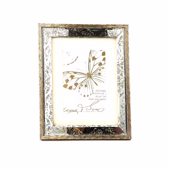 Marco de fotos con tira de espejo, marco de fotos de plástico para decoración del hogar