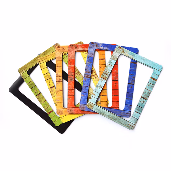 Marcos de fotos magnéticos de madera impresos con papel epoxi de estilo personalizado para refrigerador